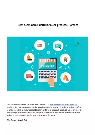 Best ecommerce platform to sell products - Grozeo