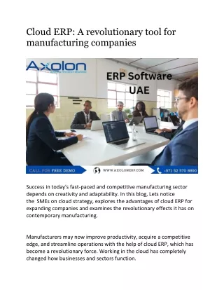 Cloud ERP A revolutionary tool for manufacturing companies