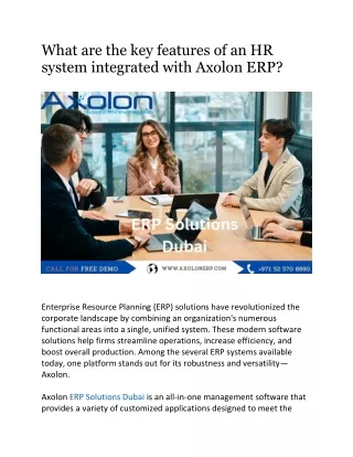 What are the key features of an HR system integrated with Axolon ERP