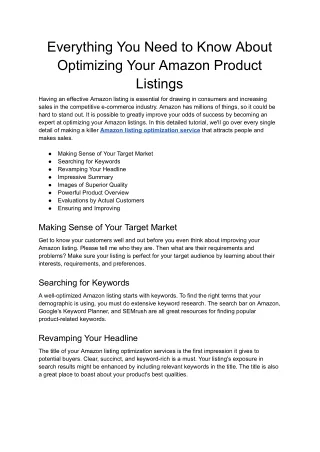 Everything You Need to Know About Optimizing Your Amazon Product Listings - Google Docs