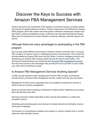 Discover the Keys to Success with Amazon FBA Management Services - Google Docs