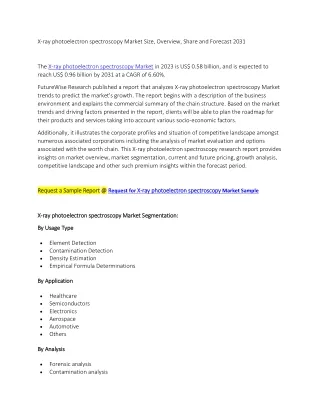 X-ray photoelectron spectroscopy Market Size, Overview, Share and Forecast 2031