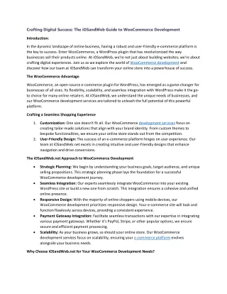 Crafting Digital Success The iOSandWeb.net Guide to WooCommerce Development