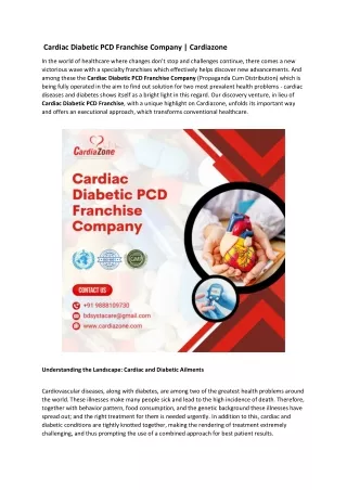 Cardiac Diabetic PCD Franchise