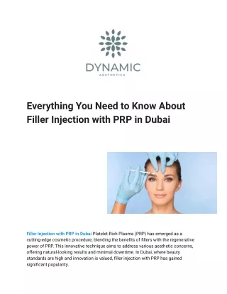 Everything You Need to Know About Filler Injection with PRP in Dubai
