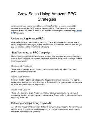 Grow Sales Using Amazon PPC Strategies - Google Docs