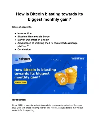 How is Bitcoin blasting towards its biggest monthly gain_