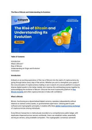 The Rise of Bitcoin and Understanding Its Evolution