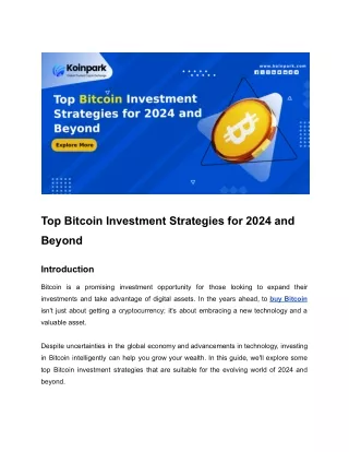 Top Bitcoin Investment Strategies for 2024 and Beyond