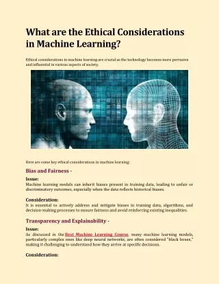 What are the Ethical Considerations in Machine Learning