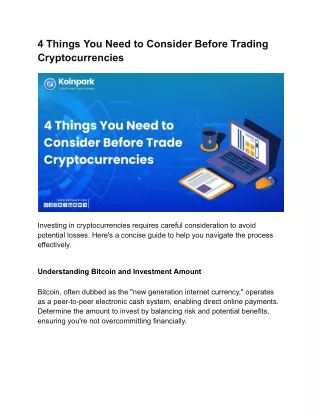 4 Things You Need to Consider Before Trade Cryptocurrencies (1)