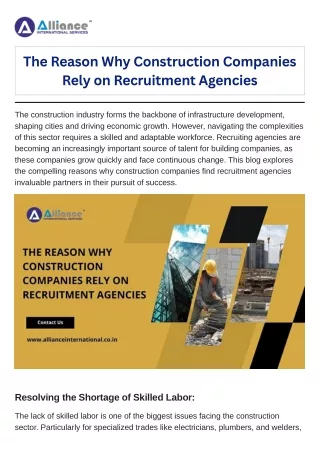 The Reason Why Construction Companies Rely on Recruitment Agencies