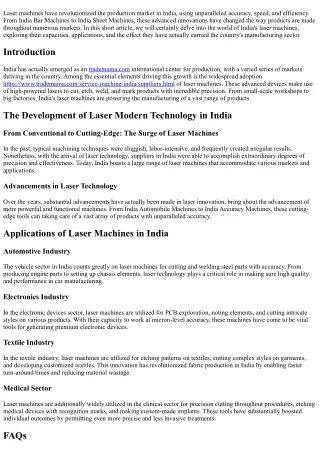 Releasing the Power of India's Laser Machines