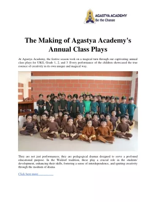 The Making of Agastya Academy's Annual Class Plays-Agastya Academy