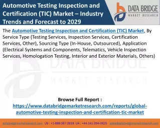 Automotive Testing Inspection and Certification (TIC) Market