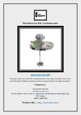 Paint Stirrer For Drill