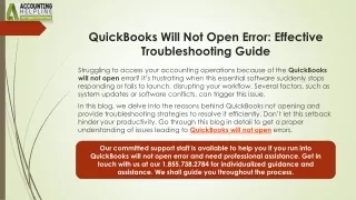 Effective Remedy To Resolve QuickBooks will not open