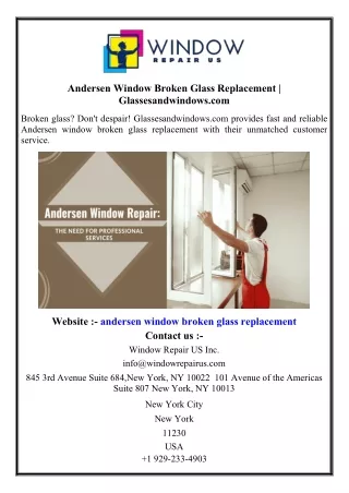 Andersen Window Broken Glass Replacement  Glassesandwindows.com