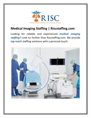 Medical Imaging Staffing Riscstaffing.com