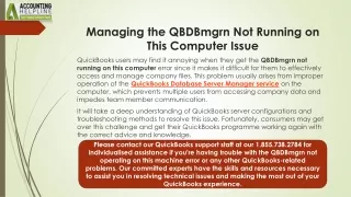 Effective Remedy To Resolve QBDBmgrn Not Running on This Computer