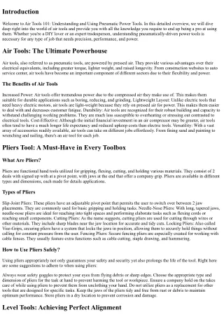 Air Tools 101: Understanding and Using Pneumatic Power Tools