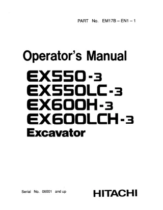 Hitachi EX550LC-3 Excavator Service Repair Manual Serial No. 06001 and up