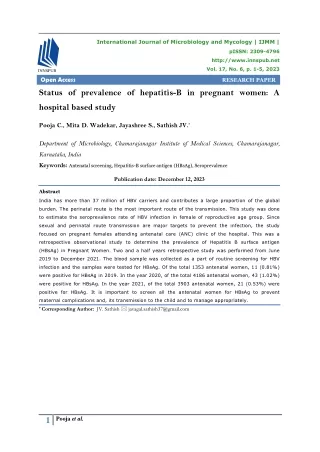 Status of prevalence of hepatitis-B in pregnant women: A hospital based study