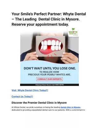 Your Smile's Perfect Partner_ Whyte Dental – The Leading  Dental Clinic in Mysore