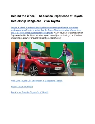 Behind the Wheel_ The Glanza Experience at Toyota Dealership Bangalore - Viva Toyota