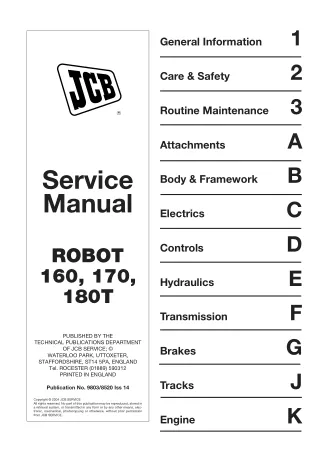 JCB 160 Robot Service Repair Manual SN680001 Onwards