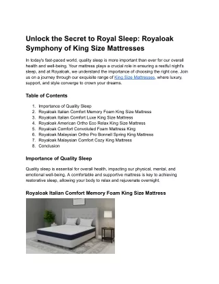 Unlock the Secret to Royal Sleep_ Royaloak Symphony of King Size Mattresses