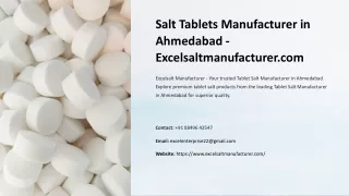 Salt Tablets Manufacturer in Ahmedabad, Best Salt Tablets Manufacturer in Ahmeda