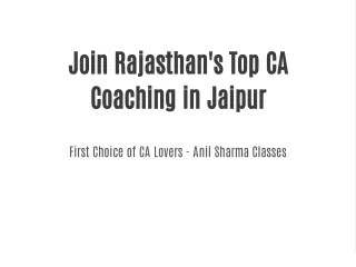 Jaipur's Leading Coaching for CA Aspirants