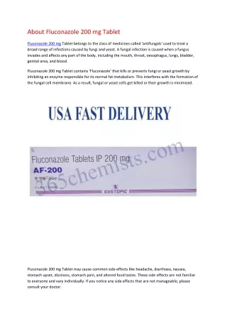 About Fluconazole 200 mg Tablet