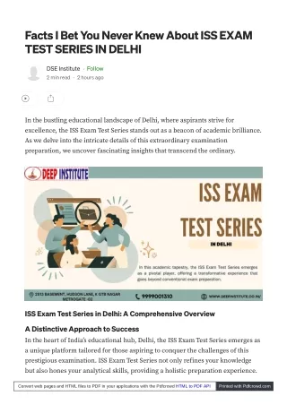 ISS Exam Test Series in Delhi - Ace Success with Expert Guidance