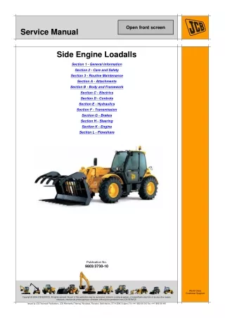 JCB 531-70 Telescopic Handler Service Repair Manual SN1186000 Onwards