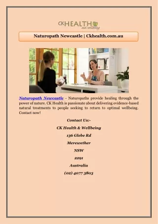 Naturopath Newcastle | Ckhealth.com.au