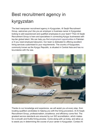 Best recruitment agency in kyrgyzstan