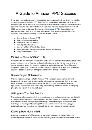 A Guide to Amazon PPC Success - Google Docs