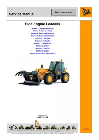 JCB 541-70(T70) Telescopic Handler Service Repair Manual SN1508000 Onwards