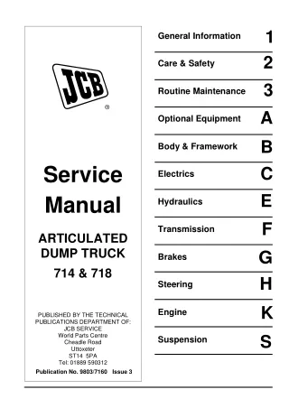 JCB 714 FASTRAC Service Repair Manual SN00830178-00831999