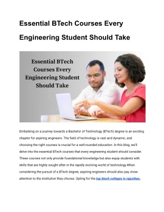 Essential BTech Courses Every Engineering Student Should Take