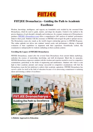 FIITJEE Dronacharya - Guiding the Path to Academic