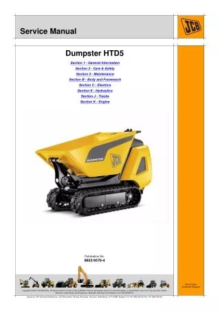 JCB HTD5 Tracked Dumpster Service Repair Manual SN：1360000 Onwards