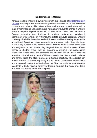 Bridal makeup in Udaipur