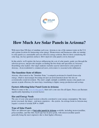 How Much Are Solar Panels in Arizona?