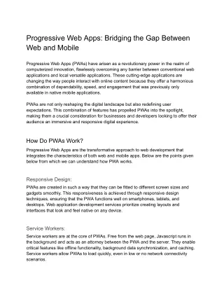 Progressive Web Apps: Bridging the Gap Between Web and Mobile