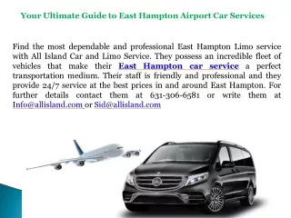 Your Ultimate Guide to East Hampton Airport Car Services