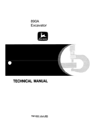 John Deere 890A Excavator Service Repair Manual