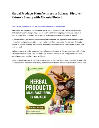 Herbal Products Manufacturers in Gujarat pdf